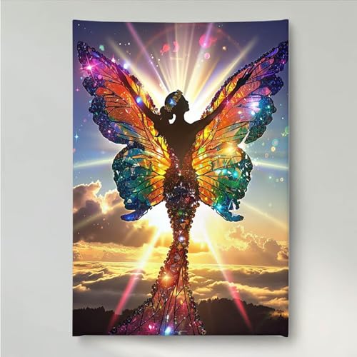 Diamond Painting Erwachsene Frau 5D DIY Diamant Painting Bilder für Kinder Anfänger, Runde Full Drill Schmetterling, Mosaikherstellung Bastelset für Haus Wanddekoration Geschenke 40x50cm PjY1003 7-3 von YEYUMEOZ