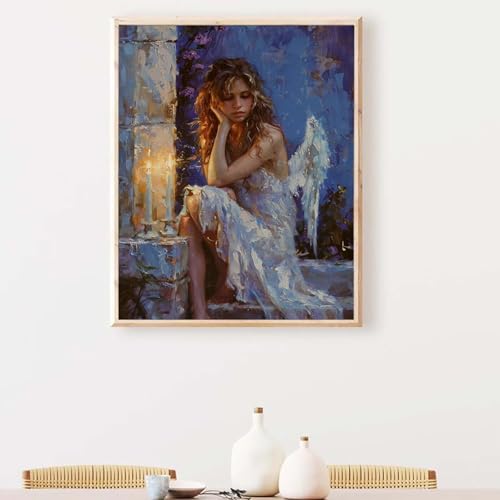 Diamond Painting Erwachsene Frau Diamond Painting Zubehör Engel, DIY Runden Steine Mosaikherstellung Basteln Erwachsene Anfänger Set für Heim Schlafzimmer Deko Wohnzimmer, Geschenke （50x65cm） PJY4 8-7 von YEYUMEOZ