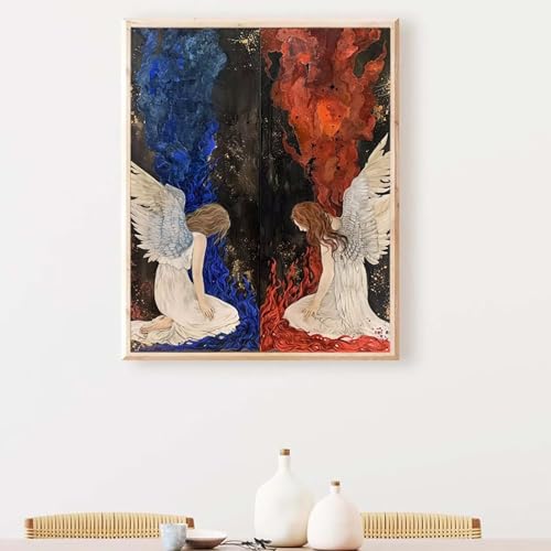 Diamond Painting Erwachsene Frau Diamond Painting Zubehör Engel, DIY Runden Steine Mosaikherstellung Basteln Erwachsene Anfänger Set für Heim Schlafzimmer Deko Wohnzimmer, Geschenke 60x80cm PJY5 I-2 von YEYUMEOZ