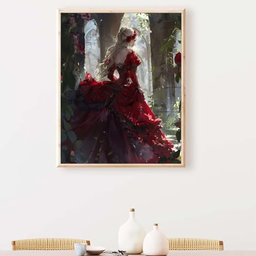 Diamond Painting Erwachsene Frau Diamond Painting Zubehör Rot, DIY Runden Steine Mosaikherstellung Basteln Erwachsene Anfänger Set für Heim Schlafzimmer Deko Wohnzimmer, Geschenke 40x50CM PJY3 7-P von YEYUMEOZ
