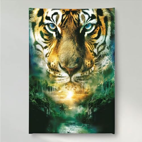 Diamond Painting Erwachsene Tier 5D DIY Diamant Painting Bilder für Kinder Anfänger, Runde Full Drill Tiger, Mosaikherstellung Bastelset für Haus Wanddekoration Geschenke 30 x 40 cm PjY1215 6-I von YEYUMEOZ