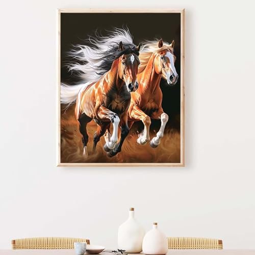 Diamond Painting Erwachsene Tier Diamond Painting Zubehör Pferd, DIY Runden Steine Mosaikherstellung Basteln Erwachsene Anfänger Set für Heim Schlafzimmer Wohnzimmer, Geschenke 70 x 95 cm PJY6 1-2 von YEYUMEOZ