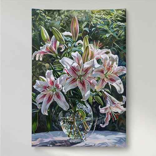 YEYUMEOZ Diamond Painting Blume Blumen Diamant Painting Bilder Kit für Kinder Erwachsene, DIY Crystal Strass Stickerei Diamant Malerei Kit, Home Büro Wall Dekoration Wanddeko 30x40cm PjY1100 7-C von YEYUMEOZ