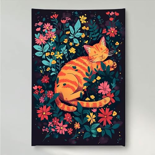 YEYUMEOZ Diamond Painting Blume Katze Diamant Painting Bilder Kit für Kinder Erwachsene, DIY Crystal Strass Stickerei Diamant Malerei Kit, Home Büro Wall Dekoration Wanddeko 40x50cm PjY918 X-0 YEYUMEOZ Diamond Painting Blume Katze Diamant Painting Bilder Kit für Kinder Erwachsene, DIY Crystal Strass Stickerei Diamant Malerei Kit, Home Büro Wall Dekoration Wanddeko 40x50cm PjY918 X-0 von YEYUMEOZ