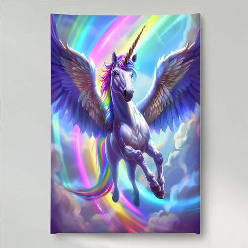YEYUMEOZ Diamond Painting Einhorn Pferd Diamant Painting Bilder Kit für Kinder Erwachsene, DIY Crystal Strass Stickerei Diamant Malerei Kit, Home Büro Wall Dekoration Wanddeko 40 x 50 cm PjY1204 M-2 von YEYUMEOZ