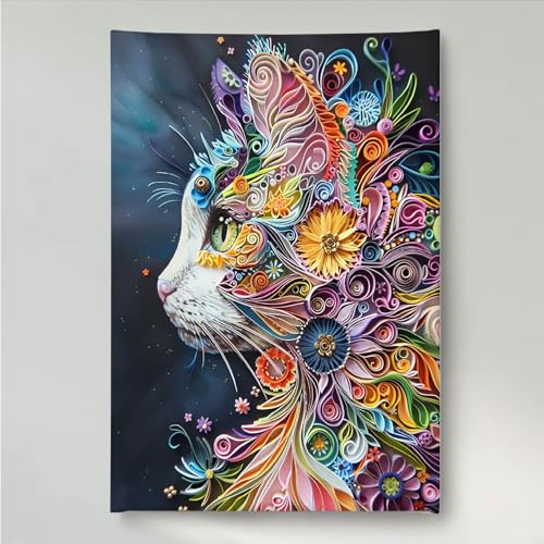 YEYUMEOZ Diamond Painting Katze Blume Diamant Painting Bilder Kit für Kinder Erwachsene, DIY Crystal Strass Stickerei Diamant Malerei Kit, Home Büro Wall Dekoration Wanddeko 50x65cm PjY772 2-K YEYUMEOZ Diamond Painting Katze Blume Diamant Painting Bilder Kit für Kinder Erwachsene, DIY Crystal Strass Stickerei Diamant Malerei Kit, Home Büro Wall Dekoration Wanddeko 50x65cm PjY772 2-K von YEYUMEOZ