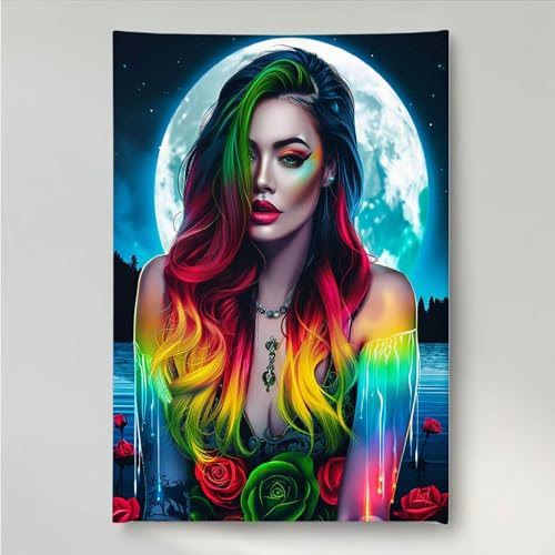 YEYUMEOZ Diamond Painting Mond Frau Diamant Painting Bilder Kit für Kinder Erwachsene, DIY Crystal Strass Stickerei Diamant Malerei Kit, Home Büro Wall Dekoration Wanddeko 30x40cm PjY648 9-D von YEYUMEOZ