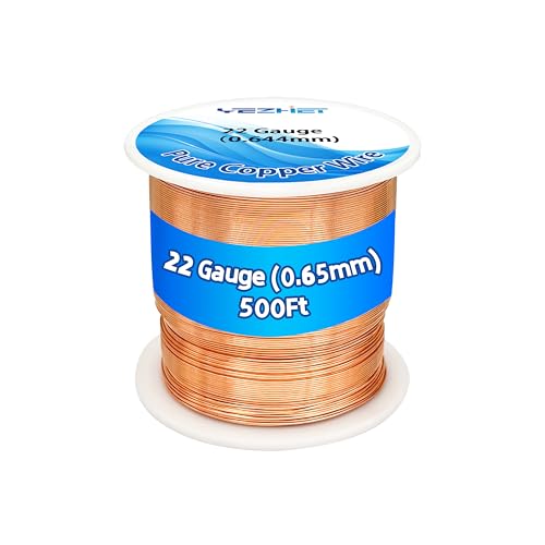 Kupferdraht aus massivem Boden (22 Gauge, 473 g, 150 m) für Schmuckherstellung, blanker reiner Kupferdraht zum Basteln von YEZHET