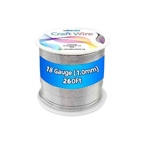 YEZHET Basteldraht (168 Gauge (1,0 mm), silberfarben, farbiger und weicher Aluminiumdraht, 7,6 m für Metallverpackung, Schmuckherstellung, Handwerk, Heimdekoration, DIY-Kunst von YEZHET