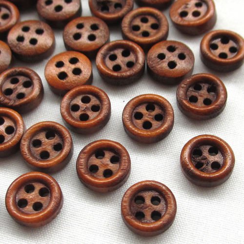 YEZINB 50pcs 8mm Mini Brown Holzknöpfe 4 Löcher Craft Cloth Sewing Decor Button von YEZINB