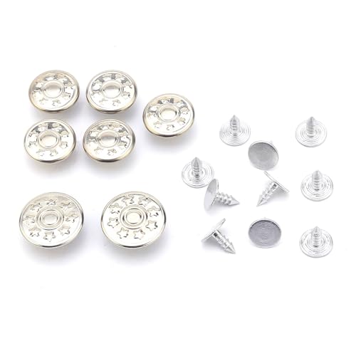 Ersatz-Jeansknöpfe, 35 Sets, Jeansknöpfe, Metall, silberfarbenes Sternenmuster Ersatz-Jeansknöpfe, 35 Sets, Jeansknöpfe, Metall, silberfarbenes Sternenmuster von YF STORE