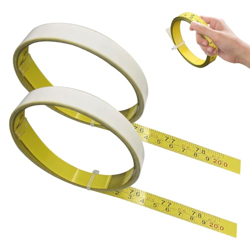 2 Stück selbstklebendes Maßband, imperiales und metrisches Maßband, Aufkleber-Lineal, Messwerkbank-Lineal für Holzbearbeitung, Säge, Zeichentisch, 190 cm, Gelb von YFANITI