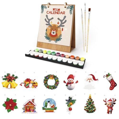 YFCJYBF Tischkalender 2026, Malen Nach Zahlen Blume Kalender Tischkalender, 2026 Neuer Digitales Ölgemälde Set für 12 verschiedene Kalender,Für Geschenke und Heimdekoration (Weihnachten) von YFCJYBF
