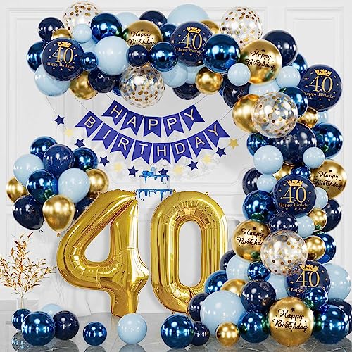 40 Geburtstag Deko Marineblau Gold, 40. Geburtstag Männer Frauen, Deko 40 Geburtstag Mann Frau, Happy Birthday Banner, Konfetti Luftballons, Luftballons Geburtstag für 40 Jahr Geburtstagdeko 40 Geburtstag Deko Marineblau Gold, 40. Geburtstag Männer Frauen, Deko 40 Geburtstag Mann Frau, Happy Birthday Banner, Konfetti Luftballons, Luftballons Geburtstag für 40 Jahr Geburtstagdeko von YFKJEU