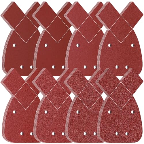 80 Stück Schleifpapier für Dreieckschleifer,4-Loch Dreieckschleifpapier in 8 Körnungen（40-400）,Ideal für Exzenterschleifer,Holz,Metallbearbeitung,Inkl,10x je Körnung (40/60/80/120/180/240/320/400) von YFLeomry