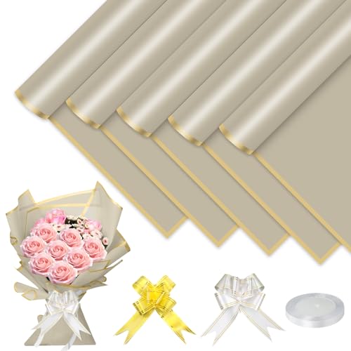 YFLeomry 25 Blatt Blumenpapier 58x58cm, Khaki Bouquet Papiermit Band, Wasserdichtes Blumenstrauß Papier für Geschenkverpackungen, Floristik, und Bastelbedarf YFLeomry 25 Blatt Blumenpapier 58x58cm, Khaki Bouquet Papiermit Band, Wasserdichtes Blumenstrauß Papier für Geschenkverpackungen, Floristik, und Bastelbedarf von YFLeomry