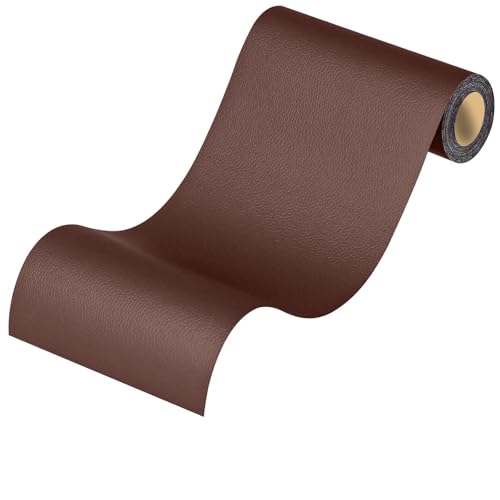 YFLeomry 4 Stück Kunstleder Selbstklebend 20x120cm Lederflicken Selbstklebend, Verschleißfest und Kratzfest, Leder Reparatur Set für Leder Reparatur und Renovierung(Kaffee) von YFLeomry