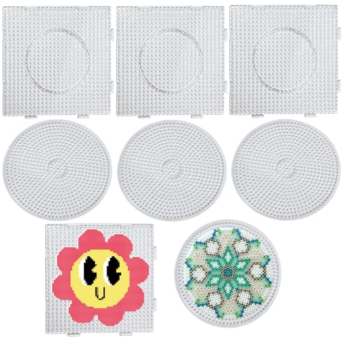 YFLeomry 8 Stück 5mm Bügelperlen Platten Groß, 4 Stück Bügelperlen Schablonen 13,5x13,5 cm transparent quadratisch, 4 Stück Bügelperlen Steckplatten rund 15x15 cm, Bügelperlen Zubehör für DIY Projekte YFLeomry 8 Stück 5mm Bügelperlen Platten Groß, 4 Stück Bügelperlen Schablonen 13,5x13,5 cm transparent quadratisch, 4 Stück Bügelperlen Steckplatten rund 15x15 cm, Bügelperlen Zubehör für DIY Projekte von YFLeomry