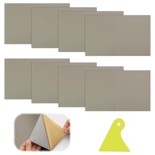 YFLeomry 8 Stück Kunstleder Selbstklebend 20x30cm Lederflicken Selbstklebend, Verschleißfest und Kratzfest, Leder Reparatur Set für Leder Reparatur und Renovierung(Grau) von YFLeomry