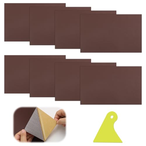 YFLeomry 8 Stück Kunstleder Selbstklebend 20x30cm Lederflicken Selbstklebend, Verschleißfest und Kratzfest, Leder Reparatur Set für Leder Reparatur und Renovierung(Kaffee) von YFLeomry