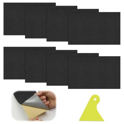 YFLeomry 8 Stück Kunstleder Selbstklebend 20x30cm Lederflicken Selbstklebend, Verschleißfest und Kratzfest, Leder Reparatur Set für Leder Reparatur und Renovierung(Schwarz) von YFLeomry