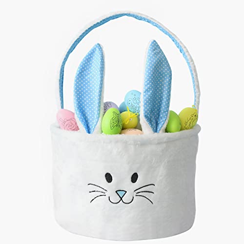 Osternkorb für Kinder Osternest Korb Osterhase Plüschkorb zum Befüllen Osterkörbchen Hasenkorb mit niedlichen Ohren, Osterkorb-Füller für Jungen, Osternest Basteln für die Eiersuche Osterbeutel, Blau von YFNHOME