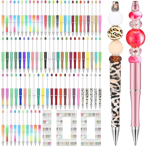YFNVH 100 Stück DIY Kugelschreiber, Perlenstifte Set Plastik Stifte Kugelschreiber zum Selbergestalten, Bastelstifte mit Perlen, schwarze Tinte, ideal für Frauen, Schüler, Schule und Bürobedarf von YFNVH