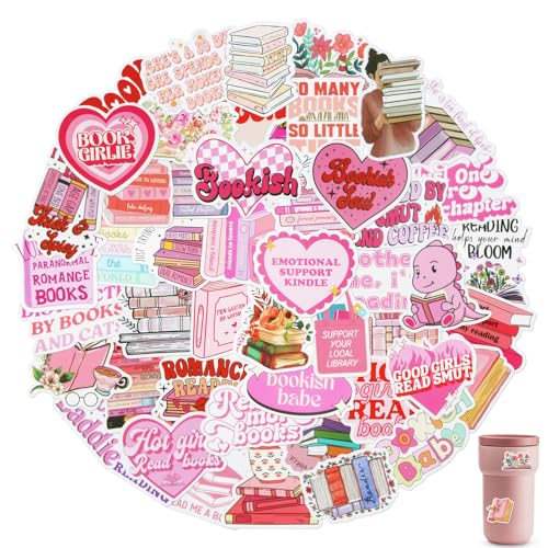 100 Stück Kindle Sticker Rosa, Selbstklebende Bookish, Wasserfester Kawaii, Handy Rückseite Hülle Für Mädchen, Cute Set Für Skateboard/Kindle/Laptop/Koffer/Helm von YFPOPONE