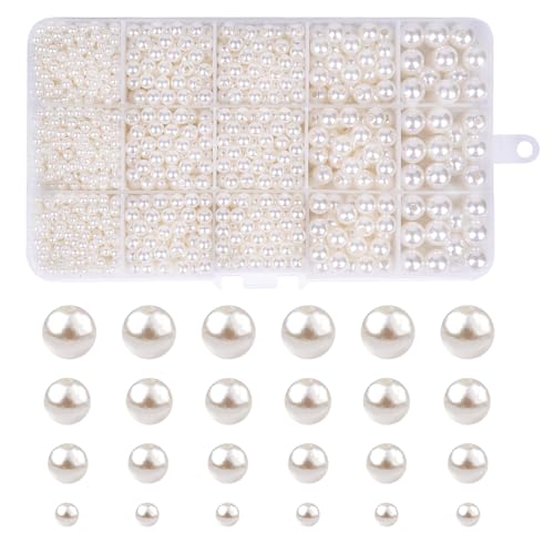 1680 Stück Perlen Weiß,Kunstperle Beige für Dekoration,Perlen für Armbänder 4/6/8/10 mm Elfenbeinfarbene Perlen zum Basteln,Kunstperle Runde Perlen für Schmuck Basteln,DIY Schmuckherstellung 1680 Stück Perlen Weiß,Kunstperle Beige für Dekoration,Perlen für Armbänder 4/6/8/10 mm Elfenbeinfarbene Perlen zum Basteln,Kunstperle Runde Perlen für Schmuck Basteln,DIY Schmuckherstellung von YFPOPONE