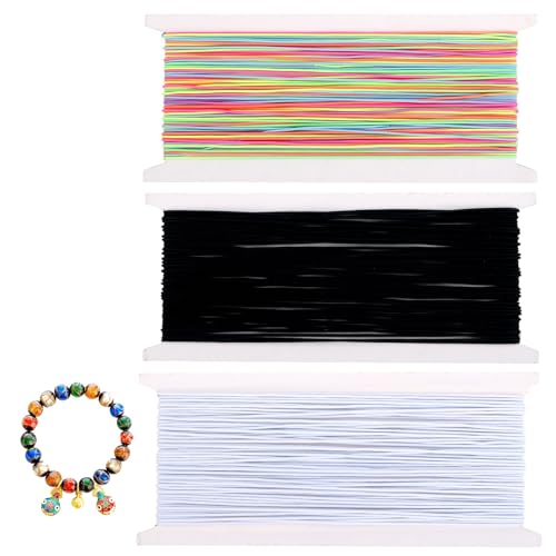 3 Stück Armbandschnüre, elastische Schnur, 1 mm x 20 m, langlebig, elastische Schnur für Armbandherstellung, Stretchschnur für Schmuckherstellung, Halskette, Handwerk, geflochtene Haargummis (Schwarz 3 Stück Armbandschnüre, elastische Schnur, 1 mm x 20 m, langlebig, elastische Schnur für Armbandherstellung, Stretchschnur für Schmuckherstellung, Halskette, Handwerk, geflochtene Haargummis (Schwarz von YFPOPONE