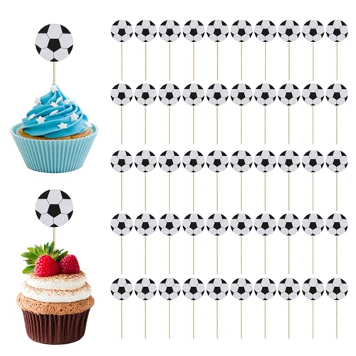 50 Stück Fußball-Cupcake-Topper aus Papier, Fußball-Kuchendekorationen, Fußball-Cupcake-Topper, Fußball-Partyzubehör für Hochzeit, Geburtstag, Jahrestag, Sport-Motto-Party 50 Stück Fußball-Cupcake-Topper aus Papier, Fußball-Kuchendekorationen, Fußball-Cupcake-Topper, Fußball-Partyzubehör für Hochzeit, Geburtstag, Jahrestag, Sport-Motto-Party von YFPOPONE