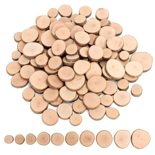 Kleine Baumscheiben Set, 120 Stück Holzscheiben Zum Basteln, Runde Holzscheiben Für DIY, Mini Baumscheiben Aus Kamelienholz, Baumscheiben Zum Basteln Set Für Weihnachten Dekoration(2-3cm/1-2cm) von YFPOPONE