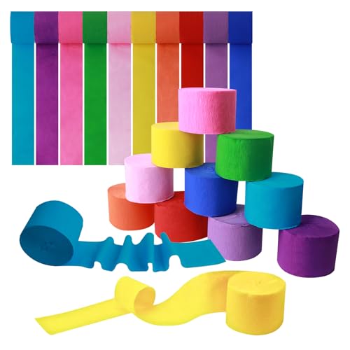 Krepppapier, 10 Rollen Kreppband 4.5 cm x 25 m 10 Farben Kreppband Bunt, Krepppapier Pastell Buntes Kreppband Geeignet für die Dekoration von Hochzeitsfeiern Krepppapier, 10 Rollen Kreppband 4.5 cm x 25 m 10 Farben Kreppband Bunt, Krepppapier Pastell Buntes Kreppband Geeignet für die Dekoration von Hochzeitsfeiern von YFPOPONE