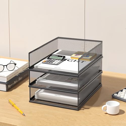 A3 Schreibtisch-Organizer aus Netzstoff, stapelbare Papierablage, Schreibtisch-Dokumentensortierer, Aktenaufbewahrung, 3/4/5-stöckig, Papier-Briefablage, Schreibtischzubehör und Arbeitsplatz, Schwarz A3 Schreibtisch-Organizer aus Netzstoff, stapelbare Papierablage, Schreibtisch-Dokumentensortierer, Aktenaufbewahrung, 3/4/5-stöckig, Papier-Briefablage, Schreibtischzubehör und Arbeitsplatz, Schwarz von YFS