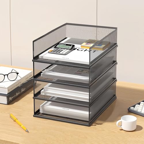 A3 Schreibtisch-Organizer aus Netzstoff, stapelbare Papierablage, Schreibtisch-Dokumentensortierer, Aktenaufbewahrung, 3/4/5-stöckig, Papier-Briefablage, Schreibtischzubehör und Arbeitsplatz, Schwarz A3 Schreibtisch-Organizer aus Netzstoff, stapelbare Papierablage, Schreibtisch-Dokumentensortierer, Aktenaufbewahrung, 3/4/5-stöckig, Papier-Briefablage, Schreibtischzubehör und Arbeitsplatz, Schwarz von YFS