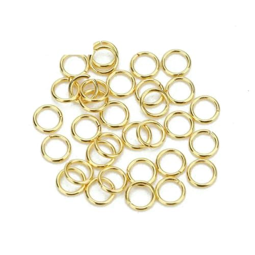 1 Box 3–10 mm gemischte offene Biegeringe aus Edelstahl, Spaltringe, Verbinder für DIY-Schmuckherstellung, DIY-Halsketten, Bastelzubehör, 0,6 x 4,0 mm, Gold, 100 Stück von YFSHC