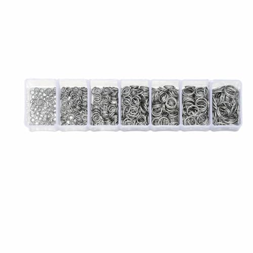 1 Box Edelstahl-Karabinerverschlüsse, offene Biegeringe, Quetschperlen, Kappen-Set für DIY-Armband, Halskette, Schmuckherstellung, Bastelsets, Set 05 von YFSHC