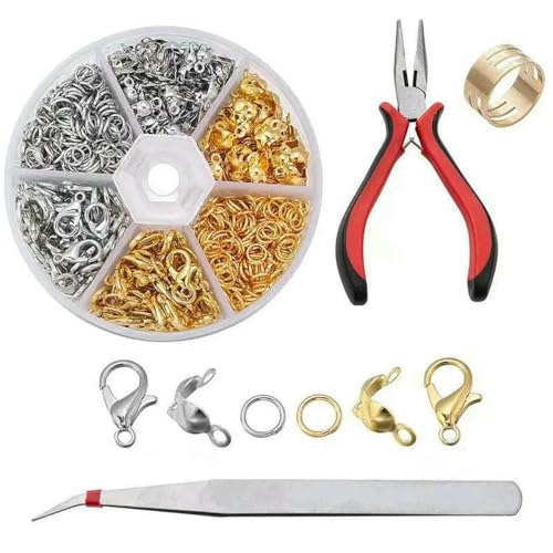 1 Box Schmuckherstellungsset mit Karabinerverschluss, offenen Biegeringen, Endcrimps, Perlen, Box-Sets, handgefertigt, DIY-Armband, Halskette, Zubehör, Set 1 1 Box Schmuckherstellungsset mit Karabinerverschluss, offenen Biegeringen, Endcrimps, Perlen, Box-Sets, handgefertigt, DIY-Armband, Halskette, Zubehör, Set 1 von YFSHC