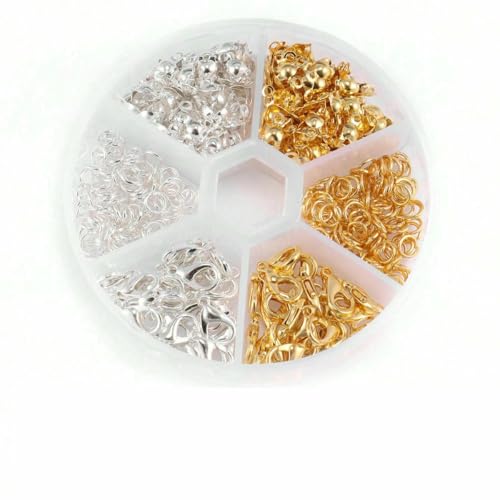 1 Box Schmuckherstellungsset mit Karabinerverschluss, offenen Biegeringen, Endcrimps, Perlen, Box-Sets, handgefertigt, DIY-Armband, Halskette, Zubehör, Set 3 1 Box Schmuckherstellungsset mit Karabinerverschluss, offenen Biegeringen, Endcrimps, Perlen, Box-Sets, handgefertigt, DIY-Armband, Halskette, Zubehör, Set 3 von YFSHC