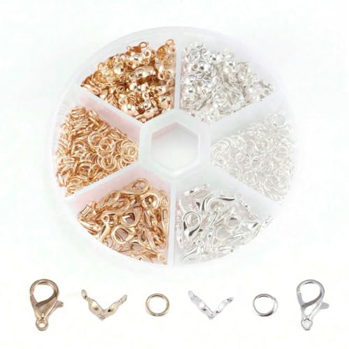 1 Box Schmuckherstellungsset mit Karabinerverschluss, offenen Biegeringen, Endcrimps, Perlen, Box-Sets, handgefertigt, DIY-Armband, Halskette, Zubehör, Set 4 1 Box Schmuckherstellungsset mit Karabinerverschluss, offenen Biegeringen, Endcrimps, Perlen, Box-Sets, handgefertigt, DIY-Armband, Halskette, Zubehör, Set 4 von YFSHC