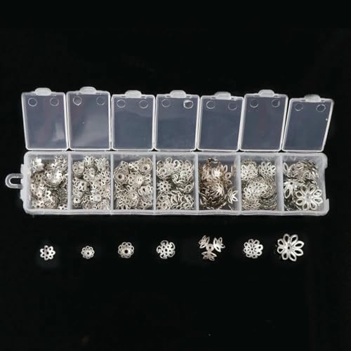 1 Schachtel gemischte Perlenkappen zur Schmuckherstellung, Goldperlen, Zubehör, Blumen-Metall-Abstandshalter, Armband-Halsketten-Zubehör, weiß, K-7 Formen 1 Schachtel gemischte Perlenkappen zur Schmuckherstellung, Goldperlen, Zubehör, Blumen-Metall-Abstandshalter, Armband-Halsketten-Zubehör, weiß, K-7 Formen von YFSHC