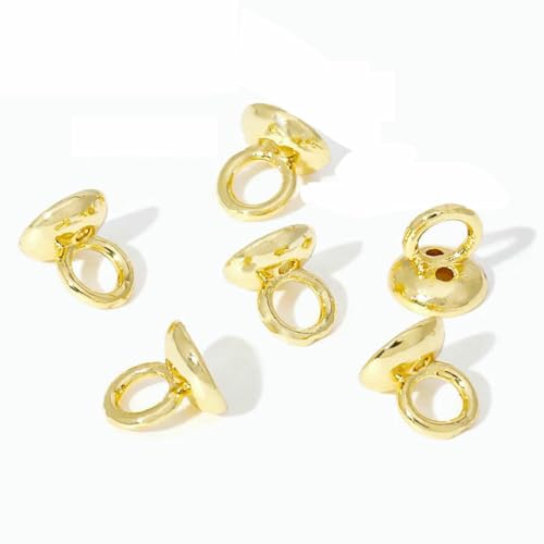 10/20 Stück 18 Karat Echtgold plattierte Endkappe für Schmuck, Quetschperlen, Materialien zur Schmuckherstellung, Muschelperlenspitze, DIY-Zubehör-18 Karat Echtgold plattiert_b-10 Stück von YFSHC