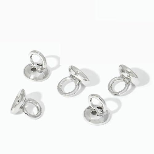 10/20 Stück 18 Karat Echtgold plattierte Endkappe für Schmuck, Quetschperlen, Materialien zur Schmuckherstellung, Muschelperlenspitze, DIY-Zubehör-Rhodium Plated_b-20 Stück von YFSHC
