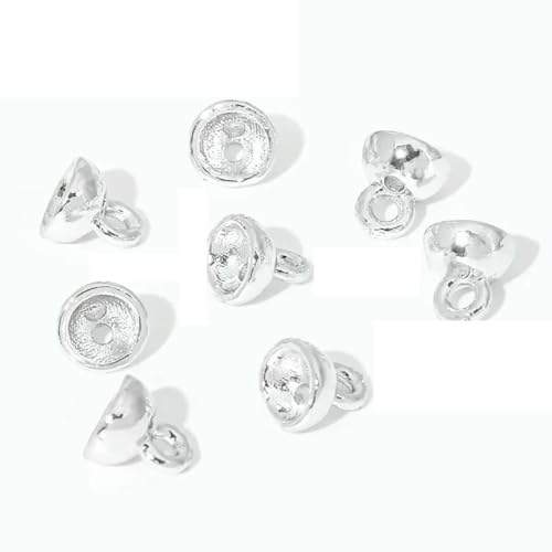 10/20 Stück 18 Karat vergoldete Quetschperlen für Schmuck, Perlenabdeckung,Perlenspitze,Kugelkettenverbinder, DIY-Zubehör, Quetschperlen-Endperle - versilbert_f-20 Stück von YFSHC