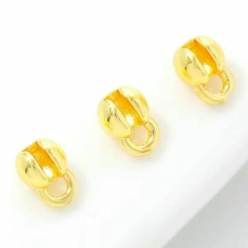 10/20 Stück 18 Karat vergoldete Quetschperlen für Schmuck,Perlenabdeckung,Perlenspitze,Kugelkettenverbinder, DIY-Zubehör, Quetschperlen-Endperle -18 Karat echt vergoldet_b-10 Stück von YFSHC