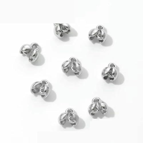 10/20 Stück 18 Karat vergoldete Quetschperlen für Schmuck,Perlenabdeckung,Perlenspitze,Kugelkettenverbinder, DIY-Zubehör, Quetschperlen-Endperle -Rhodium Plated_a-10 Stück von YFSHC
