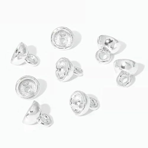 10/20 Stück 18 Karat vergoldete Quetschperlen für Schmuck,Perlenabdeckung,Perlenspitze,Kugelkettenverbinder, DIY-Zubehör, Quetschperlen-Endperle - versilbert_f-20 Stück von YFSHC
