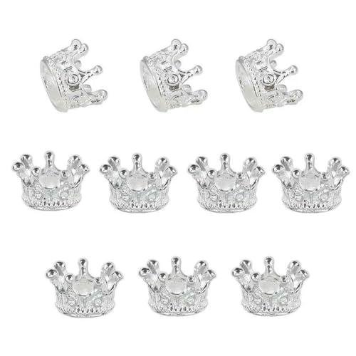 10/20 Stück Metallkronenperlen, 7 Farben, Vintage-Kronenperle für DIY-Armband, Schmuckherstellung, lose Abstandsperlen aus Legierung, 7 x 10 mm, Silber, 10 Stück 10/20 Stück Metallkronenperlen, 7 Farben, Vintage-Kronenperle für DIY-Armband, Schmuckherstellung, lose Abstandsperlen aus Legierung, 7 x 10 mm, Silber, 10 Stück von YFSHC