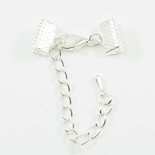 10–50 Stück Quetschperlen, Cove-Verschlüsse, Kordel-Endkappen, Schnurband, Lederclip, Foldover-Verbinder, Zubehör für DIY-Schmuckteile, Silber mit Kette, 25 mm 10–50 Stück Quetschperlen, Cove-Verschlüsse, Kordel-Endkappen, Schnurband, Lederclip, Foldover-Verbinder, Zubehör für DIY-Schmuckteile, Silber mit Kette, 25 mm von YFSHC