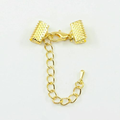 10–50 Stück Quetschperlen, Cove-Verschlüsse, Kordel-Endkappen, Schnurband, Lederclip, Foldover-Verbinder, Zubehör für DIY-Schmuckteile – Gold mit Kette – 8 mm 10–50 Stück Quetschperlen, Cove-Verschlüsse, Kordel-Endkappen, Schnurband, Lederclip, Foldover-Verbinder, Zubehör für DIY-Schmuckteile – Gold mit Kette – 8 mm von YFSHC